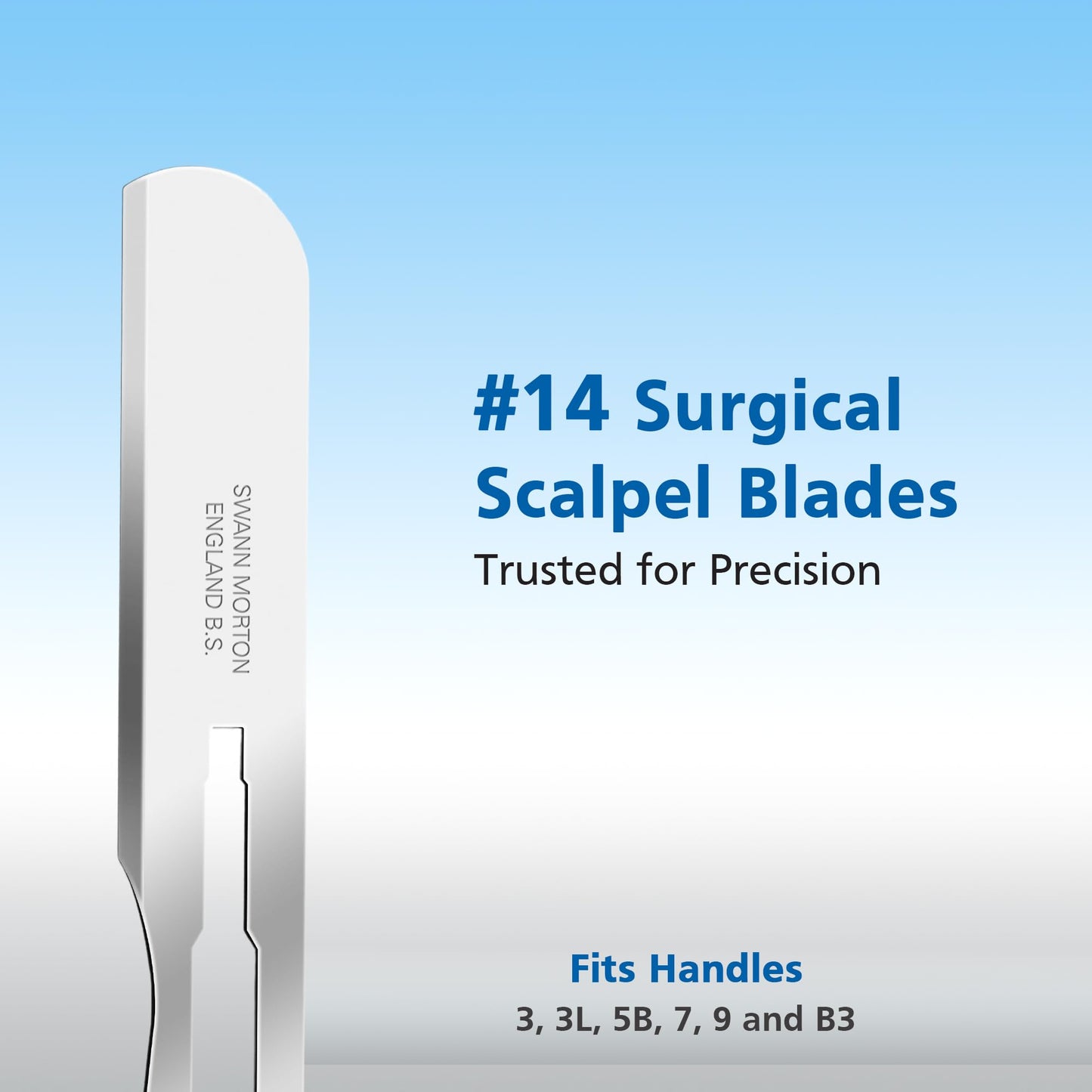Swann Morton Surgical Scalpel Blade #14 - Sterile Dermaplane Blade for Face, Dermaplaning for Women & Men, Stainless Steel, Beauty Tools for Estheticians - Individually Wrapped, Box of 100