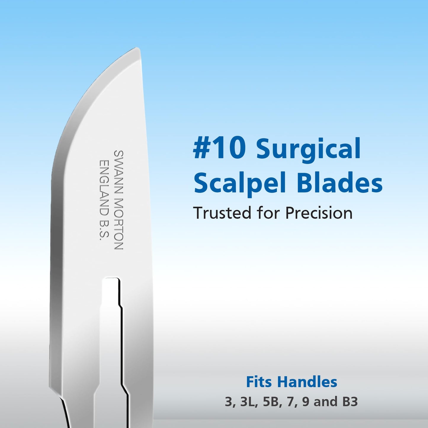 Swann Morton Surgical Scalpel Blade #10 - Sterile Dermaplane Blade for Face, Dermaplaning for Women & Men, Carbon Steel, Beauty Tools for Estheticians - Individually Wrapped, Box of 100