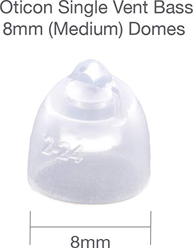 Oticon MiniFit Single Vent Bass Domes (Medium 8mm) Bundled with Puget SoundLabs Hearing Aid Cleaning Brush, Vent Cleaning Tool, and Microfiber Cleaning Cloth Kit (2 Packs) (20 Domes)