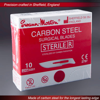Swann Morton Scalpel Blades #10 Sterile Surgical Blades, Carbon Steel (individually packed, box of 100), Swann Morton Blade Remover, Kelly Hemostat for Ease in Adding/Removing Blades