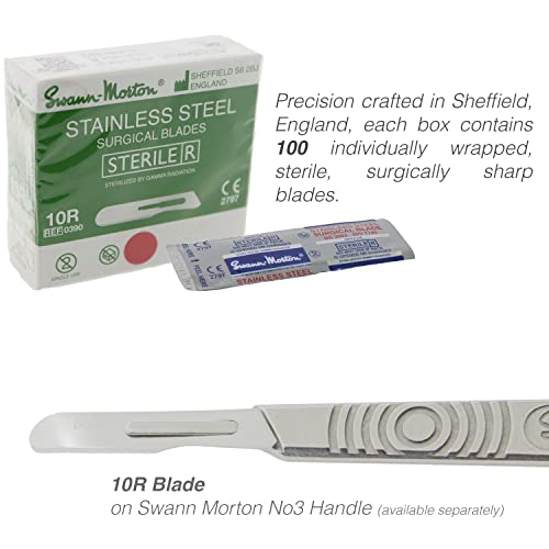Dermaplaning Kit Professional Swann Morton 10R Dermaplaning Blades, scalpel blade remover box, hemostat for ease of installing surgically sharp dermaplane blades (3 items)