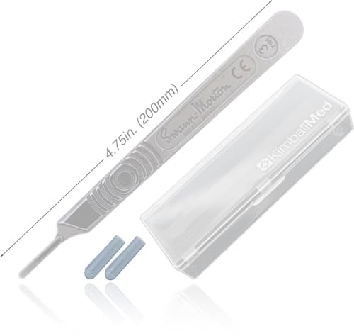 Kimball Med Scalpel Handle Swann Morton No 3 for blades 10, 10R, 11, 15, 15a Stainless Steel Blade Carry Case and 2 Scalple Handle Tip Protectors