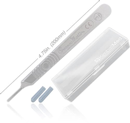 Kimball Med Scalpel Handle Swann Morton No 3 for blades 10, 10R, 11, 15, 15a Stainless Steel Blade Carry Case and 2 Scalple Handle Tip Protectors