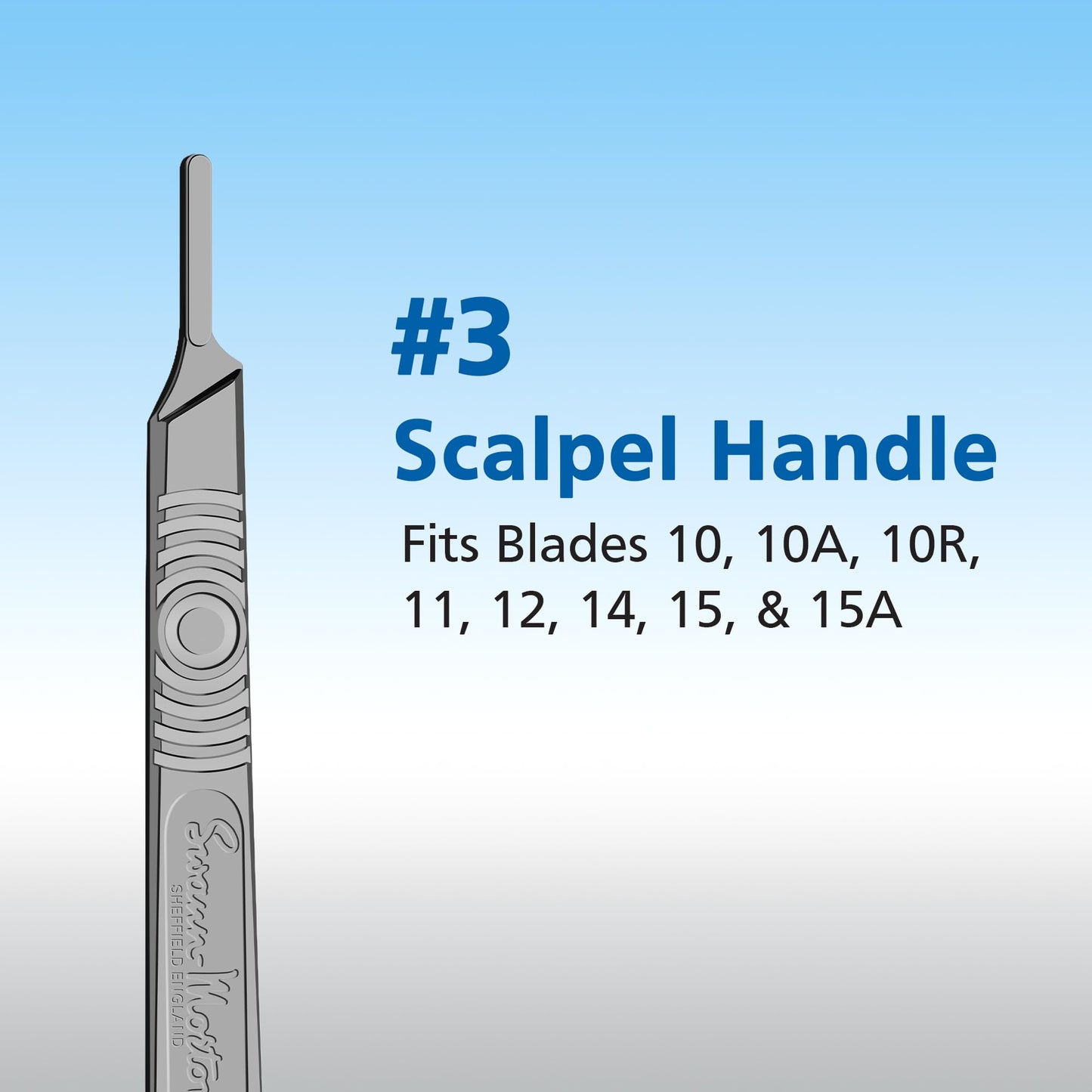 Swann Morton Scalpel Handle No. 3 - Stainless Steel, Fits Blades 10, 10A, 10R, 11, 12, 14, 15, & 15A, Esthetician Tools to Dermaplane, Surgical Knife Handle, Medical Grade Precision Instrument
