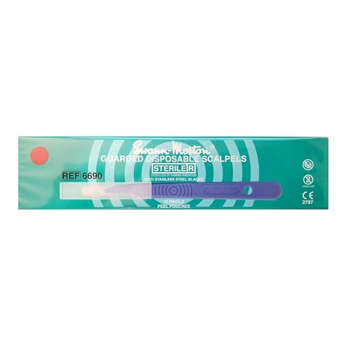 Swann Morton #10R Disposable Surgical Scalpel with Blade & Guard - Sterile Dermaplane Blade for Face, Dermaplaning for Women & Men, Stainless Steel, Esthetician Tools - Individually Packed, Box of 10