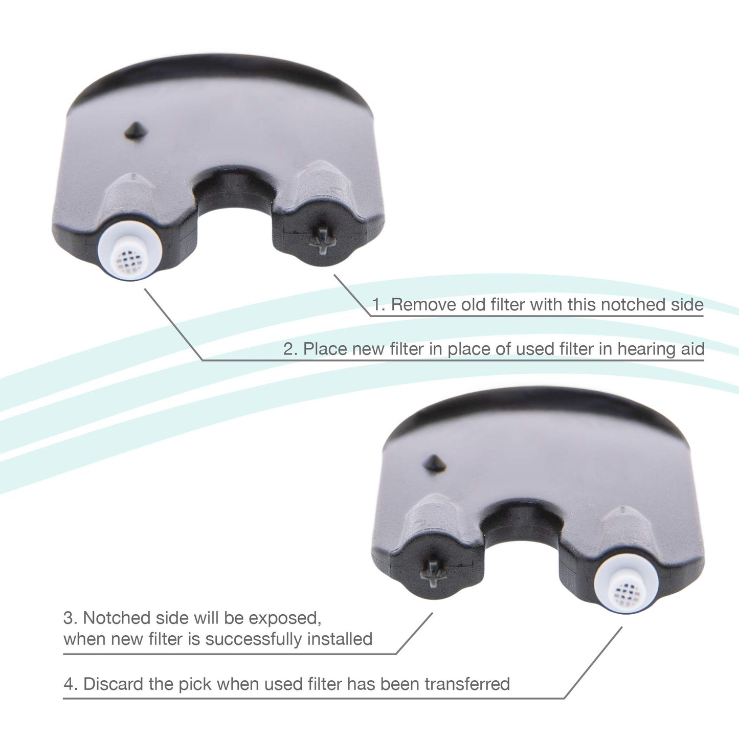 Oticon Prowax Minifit Replacement Wax Filters for Hearing Aids Bundled with Puget SoundLabs Hearing Aid Brush for Wax Guards, Vent Cleaning Tool, Microfiber Cleaning Cloth Kit (2 Pack)