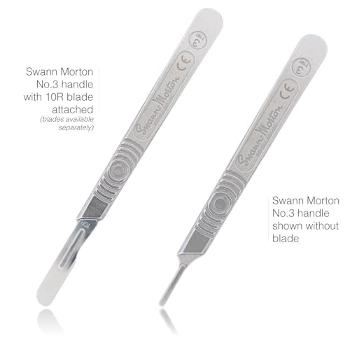 Kimball Med Scalpel Handle Swann Morton No 3 for blades 10, 10R, 11, 15, 15a Stainless Steel Blade Carry Case and 2 Scalple Handle Tip Protectors