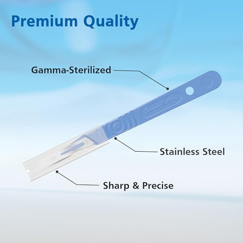 Swann Morton #10R Disposable Surgical Scalpel with Blade & Guard - Sterile Dermaplane Blade for Face, Dermaplaning for Women & Men, Stainless Steel, Esthetician Tools - Individually Packed, Box of 10