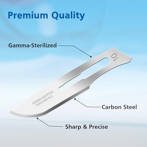 Swann Morton Surgical Scalpel Blade #10 - Sterile Dermaplane Blade for Face, Dermaplaning for Women & Men, Carbon Steel, Beauty Tools for Estheticians - Individually Wrapped, Box of 100