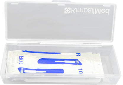 Dermaplaning Kit with Swann Morton 10R Dermaplaning Blades (100ct.) No 3 Handle, Kimball Med Storage Box, Compatible Hemostat for Installing Dermaplane Blades