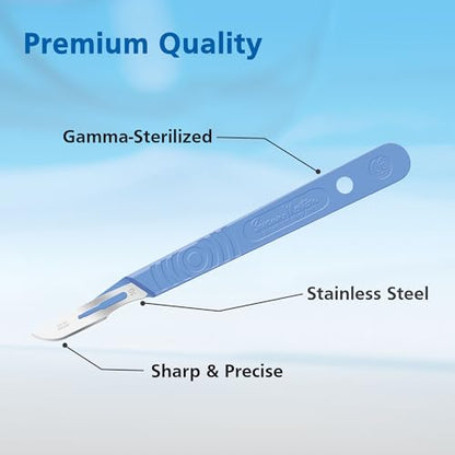 Swann Morton #10 Disposable Surgical Scalpel with Blade - Sterile Dermaplane Blade for Face, Dermaplaning for Women & Men, Beauty Tools for Estheticians - Individually Packed, Box of 10