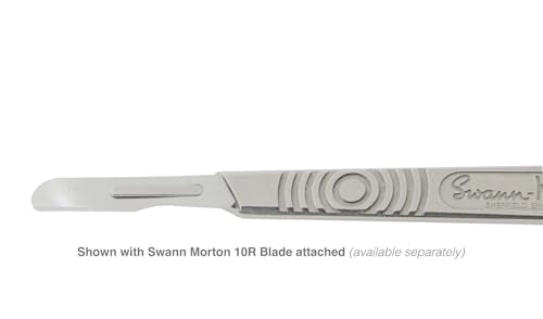 Kimball Med Scalpel Handle Swann Morton No 3 for blades 10, 10R, 11, 15, 15a Stainless Steel Blade Carry Case and 2 Scalple Handle Tip Protectors