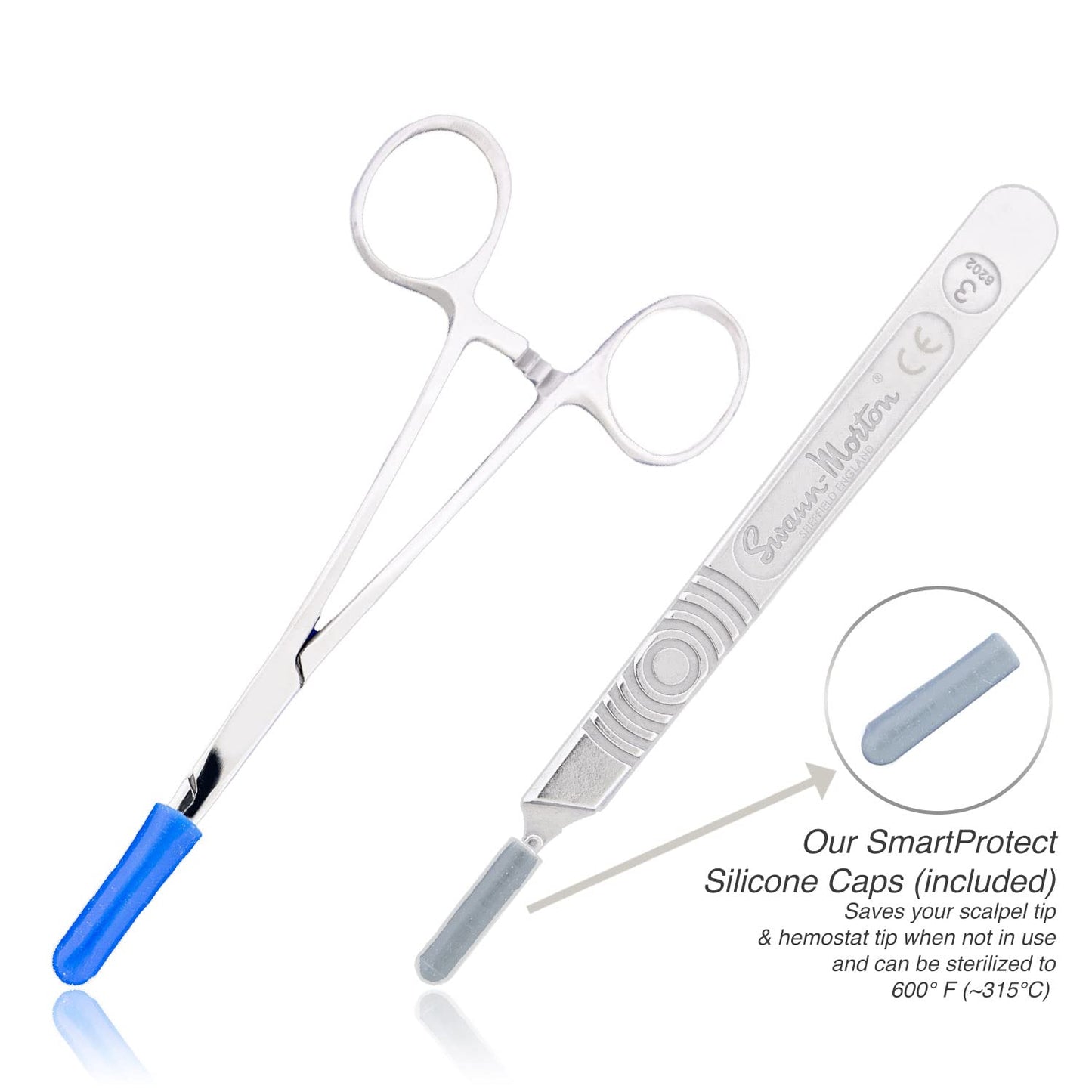 Swann Morton Scalpel Blades #10 Sterile Surgical Blades, Carbon Steel (individually packed, box of 100), Swann Morton Blade Remover, Kelly Hemostat for Ease in Adding/Removing Blades
