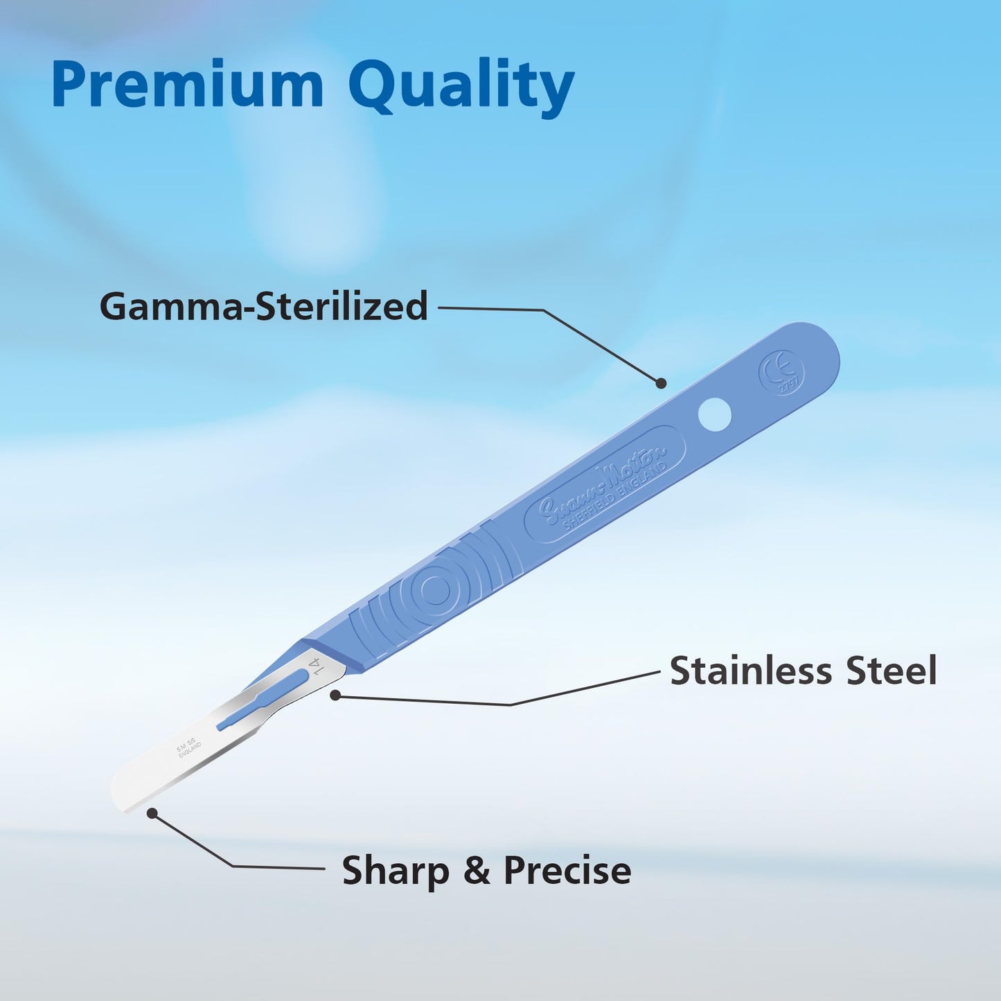 Swann Morton #14 Disposable Surgical Scalpel with Blade - Sterile Dermaplane Blade for Face, Dermaplaning for Women & Men, Beauty Tools for Estheticians - Individually Packed, Box of 10