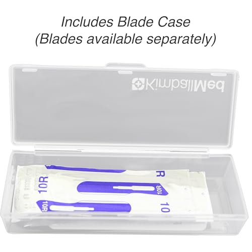 Kimball Med Scalpel Handle Swann Morton No 3 for blades 10, 10R, 11, 15, 15a Stainless Steel Blade Carry Case and 2 Scalple Handle Tip Protectors