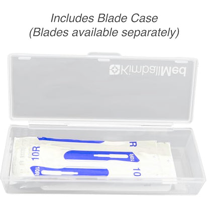 Kimball Med Scalpel Handle Swann Morton No 3 for blades 10, 10R, 11, 15, 15a Stainless Steel Blade Carry Case and 2 Scalple Handle Tip Protectors