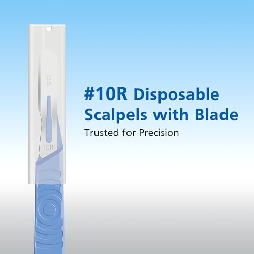 Swann Morton #10R Disposable Surgical Scalpel with Blade & Guard - Sterile Dermaplane Blade for Face, Dermaplaning for Women & Men, Stainless Steel, Esthetician Tools - Individually Packed, Box of 10